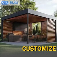 Pergola bioclimatique moderne en aluminium avec toit à lames orientables rétractables pour jardin, patio, terrasse, vie en plein air