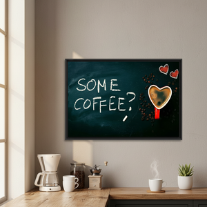 Modern Printed Canvas Art: Coffee Wall Decor, Heart Artwork for Kitchen,<b>BLACK</b> <b>FRAMED</b> CANVAS - Product Image 3