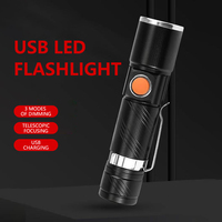 Lampe de poche multifonctionnelle rechargeable puissante et zoomable Mini lampe de poche USB avec clip