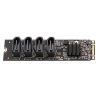 M2至4SATA3.0 (M密钥 + B密钥) 扩展卡，用于支持NVME和PCIe的媒体