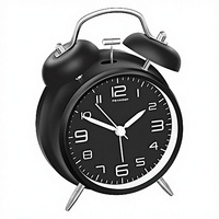 Jam Alarm Elektronik LUMINOVA ABS Keras dengan Bentuk Geometris, Catu Daya Eksternal, untuk Tidur Nyenyak, Layar Jarum 4-inci, Jam Meja
