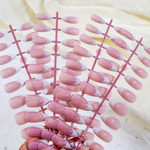 Ongles artificiels amande en gel souple à presser, dégradé blanc français 120, effet armure, amovibles, pour nail art transfrontalier - Product Image 2