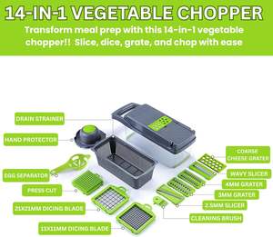 Cortador de Verduras Manual 15 en 1, Picador de Frutas Multifuncional y Cortador de Cebolla, Rebanador de Verduras y Herramienta de Cocina - Product Image 2