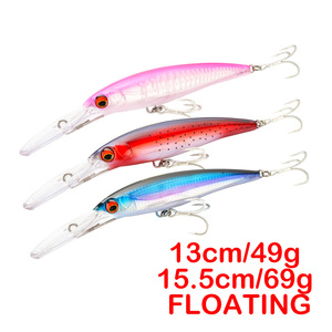 13cm 15.5cm Floating Water Mino Steel Wire One-piece Wide-mouth Plate Boat Fishing Roadia Trolling Salmon Mackerel Sea <strong>Wolf</strong> - Product Image 4