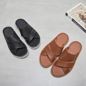 Sandales ouvertes en cuir véritable pour hommes, vente en gros d'usine, abordables, été 2026, semelle légère et souple, chaussures décontractées pour hommes - Product Image 2