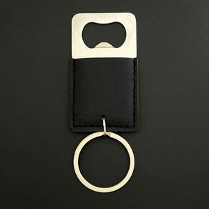 Regalo Personalizado para Padrinos de Boda, Recuerdos de Fiesta, Llavero de Acero Inoxidable Portátil con Grabado Láser, Abridor de Botellas de Cuero Sintético - Product Image 4