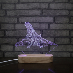 Luz led nocturna de madera <span class=keywords><strong>3d</strong></span> para niños, lámpara de regalo con base de madera y acrílico - Product Image 3