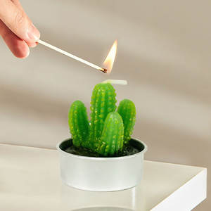 Bougies chauffe-plat Cactus Coffret cadeau <span class=keywords><strong>Bougie</strong></span> en forme de plante succulente mignonne faite à la main sans fumée pour la fête - Product Image 5
