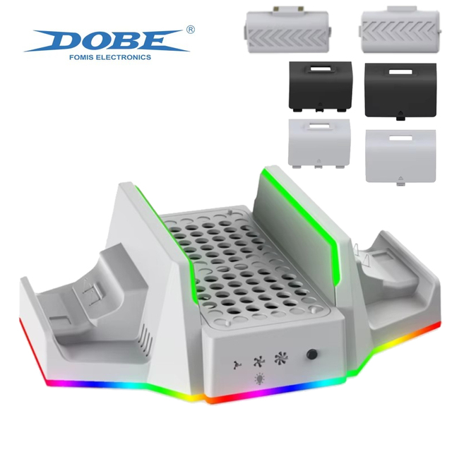 DOBE Multifunctional Cooling Fan Dual Controller Charging Station Vertical RGB Charging Stand for Xbox Series S Game Accessories
