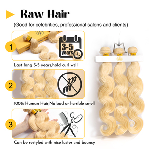 XBL 100% extension dei capelli Remy brasiliani umani ricci stili a onde dritte corti lunghi bundle bionde crude birmane naturalmente #613 - Product Image 2