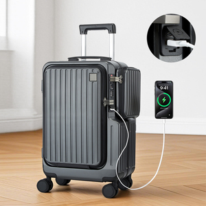 Vali du lịch cỡ 20 inch cao cấp GEMULIN, mở phía trước, chất liệu nhôm, có ngăn đựng cốc, khóa TSA, bánh xe xoay 360 độ - Product Image 4