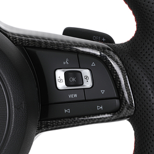 Volante de fibra de carbono de cuero medio perforado R Line para VW Volkswagen <span class=keywords><strong>Golf</strong></span> <span class=keywords><strong>5</strong></span> 6 7 R MK5 MK6 <span class=keywords><strong>MK7</strong></span> <span class=keywords><strong>MK7</strong></span>.<span class=keywords><strong>5</strong></span> <span class=keywords><strong>Gti</strong></span> Polo Passat B8 - Product Image 5