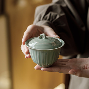 Guanlan Banana Moonlit Lotus Seed Pod Covered <b>Teacup</b> Ceramic Gaiwan Heat Resistant Tea Bowl For Afternoon Tea - Product Image 1