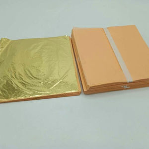 Feuilles d'or imitation (<span class=keywords><strong>papier</strong></span>) 14x14cm, épaisseur 0,15-0,2 micron, non autocollantes, similaire à l'or véritable 24 carats, couleur or, pour décoration - Product Image 2