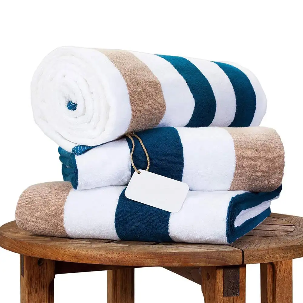 Asciugamani da spiaggia Jacquard a righe 100% cotone Super grandi asciugamani da bagno di lusso per Hotel 650GSM