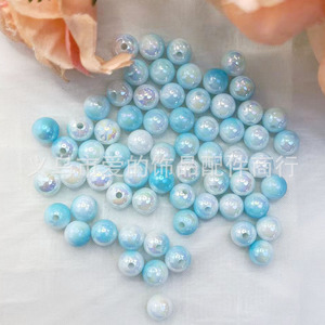 Perles rondes en acrylique Aurora Ab Color, trou droit, pour la création de bijoux, perles en vrac irisées, accessoires faits main DIY - Product Image 2