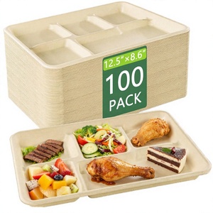 Bandeja Cuadrada de Bagazo para Alimentos con Tapa, Contenedor Desechable Compostable para Llevar, Ecológico, Biodegradable, Uso Casual - Product Image 3