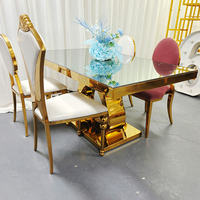 Table de réception de mariage en acier inoxydable brillant avec plateau en verre en forme de cœur pour la mariée et son marié
