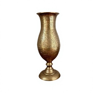 Jarrón de Piso Hecho a Mano, Diseño Tradicional, Jarrón Decorativo de Metal con Grabado Intrincado, Decoración para el Hogar, Maceta Vintage - Product Image 1