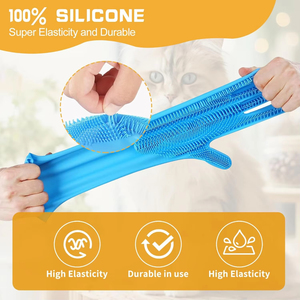 Vật nuôi găng tay làm đẹp, chịu nhiệt Silicone, 5 ngón tay thiết kế cho tắm và xoa bóp chó mèo (bầu trời xanh) - Product Image 5