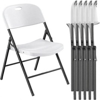 Chaise pliante en plastique robuste, ergonomique et moderne Nazhura 350, avec cadre en acier renforcé, capacité de charge élevée, OEM/ODM, lot de 6.