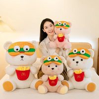 Nouvelle conception, peluche ours personnalisée avec hamburger et frites, jouet créatif en coton PP, cadeau pour enfants, vente en gros