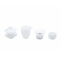 Traditionelles Chinesisches Liuli-Teeservice Jade-Weißes Gaiwan Teetassen-Set Kristallglas-Kunsthandwerk für Party und Restaurant