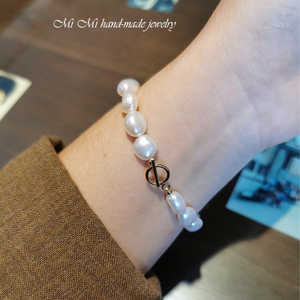 WENCHI Women's Handmade 925 <b>Silver</b> Plated 18K Gold OT Buckle Natural Baroque <b>Pearl</b> 17cm Elegant <b>Bracelet</b> - Product Image 3