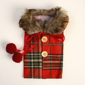 Decoraciones Navideñas Europeas y Americanas, Nuevo Juego de Vino con Santa Claus, Cuello de Lino y Lana, Lazo de Seda para Decoración Navideña del Hogar - Product Image 5