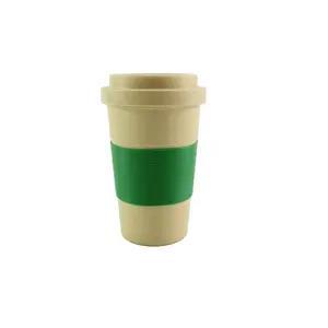 Wholesale 100% Natural PLA Bamboo take away drinking cup Coffee mug with lid no leaking BPA free eco cups dishwasher safe