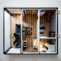 Maison modulaire préfabriquée portable, 2 chambres, 1 salle de bain, mini-maison mobile pour habitation, bureau, hôtel