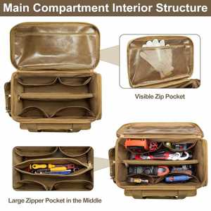 OEM Heavy Duty Electrician <b>Tool</b> Storage <b>Bag</b> Foldable <b>Tool</b> <b>Bag</b> Organizer with Wide Mouth Adjustable Shoulder Strap - Product Image 2