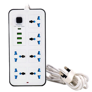 New Sản phẩm chất lượng cao anh chúng tôi EU mở rộng ổ cắm điện với cổng USB 6-way ổ cắm 3 USB + Type-C - Product Image 1