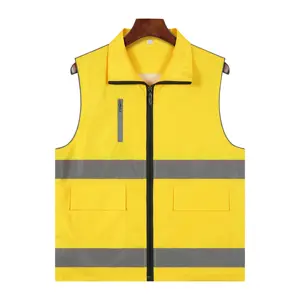Yansıtıcı çizgili yüksek görünürlük sarı floresan güvenlik kıyafetleri güvenlik iş yeleği kolsuz üstler yelek