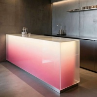 Comptoir de bar en acrylique LED RVB à dégradé personnalisé, translucide et éclairé, pour café, hôtel, villa, restaurant