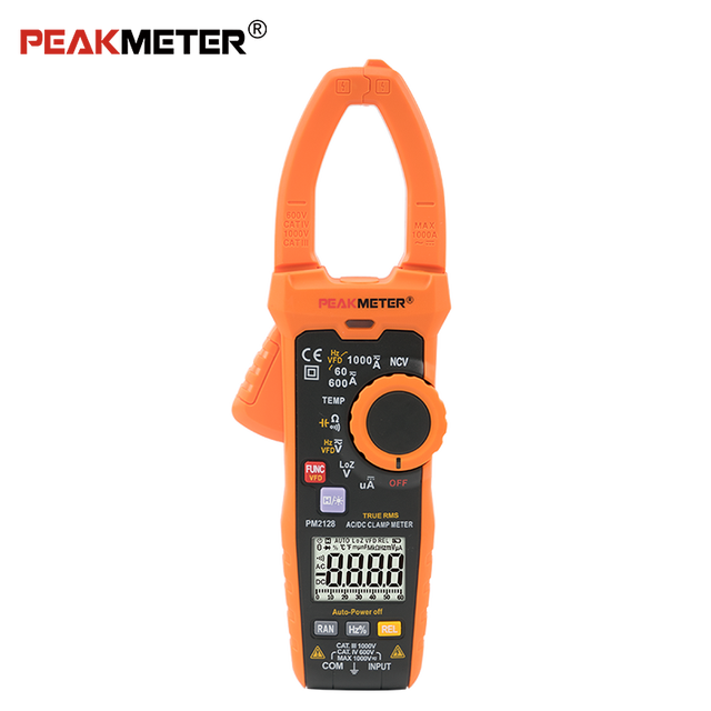 Peakmeter PM2128 High Voltage True RMS Digital Clamp Meter Multimeter LCD Display 1000V AC/DC 1000A AC/DC CE Certified 1-Year