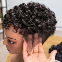 Perruque Pixie Cut en cheveux humains naturels, sans colle, prête à porter, en stock, expédiée directement de l'usine