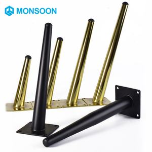 Pieds de meubles coniques en métal peint modernes pour chambre à coucher, atelier, armoire, table, chaises de salle à manger - Utilisation en extérieur, hôpital, noir doré - Product Image 3