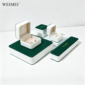 WEIMEI Custom Logo Top Quality green PU Leather Jewelry <b>Box</b> with Suede Insert for Ring Necklace Bracelet <b>Gift</b> jewelry Packaging - Product Image 5