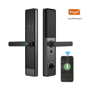 Tuya Wi-Fi X7 스마트 도어락 지문/비밀번호/IC 카드/키/NFC/침실/현관 문 사용을 위한 앱 잠금 해제 지원