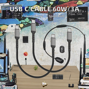 Câble de charge USB C en nylon tressé 60W/3A compatible <span class=keywords><strong>CarPlay</strong></span> pour <span class=keywords><strong>iPhone</strong></span> 15 et Samsung Galaxy S23 Ultra, cordon USB C vers USB C - Product Image 4