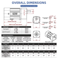 Moteur à engrenages micro AC 60W avec boîte de vitesses 220V/380V, silencieux, monophasé, avec contrôle de vitesse, pour équipement d'emballage