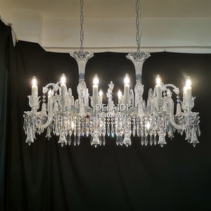 Trang trí pha lê đèn Lustre Cristal ánh sáng mặt dây chuyền phòng khách phòng ăn sang trọng hình chữ nhật Đèn Chùm Pha Lê - Product Image 1