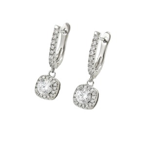 Drop <b>Earrings</b> With Zircon And Diamond Accents For Women Party Jewelry Stainless Steel Ear <b>Post</b> Bezel Setting EH4585 - Product Image 5