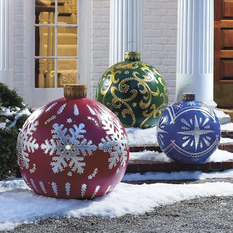 2022 Weihnachts dekorationen für Zuhause Outdoor PVC 60cm Neujahrs geschenk Weihnachten Outdoor Ornament Aufblasbare Weihnachts kugeln