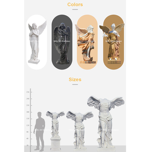 Statue d'ange en marbre <span class=keywords><strong>blanc</strong></span> sculptée à la main par MILY, taille réelle, grande sculpture en <span class=keywords><strong>pierre</strong></span> naturelle pour jardin extérieur, parc, villa, aménagement paysager - Product Image 2