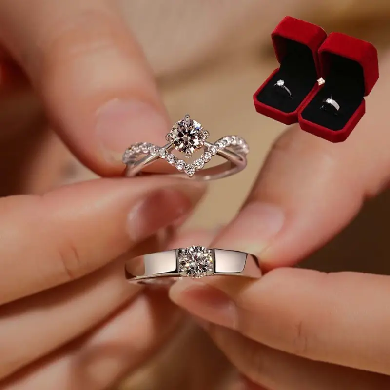 Anello di fidanzamento con diamante Moissanite regolabile lucido per donna uomo corona anello con nocche aperte regalo di gioielli