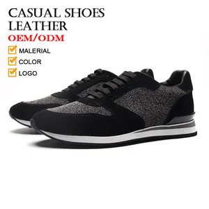 Oem/odm logotipo sapatos antiderrapante high-end qualidade sneakers preto lace-up dos homens camurça tênis para esportes