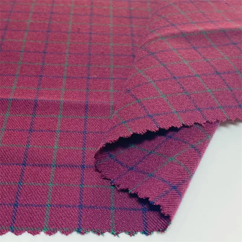 Sunplustex – tissu de costume pour homme, à carreaux teints, en rayonne de polyester élastique brossé TR 40s, pour pantalon, blazer, uniforme, jupe, costume