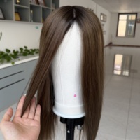 Prêt à expédier : Topper juif casher en cheveux humains vierges à 100 %, base en soie, pour femmes, couleur naturelle, 16, 18, 22 pouces, 7x8, à clipser, sans colle